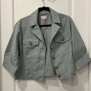 LOFT Sage Green Cropped Jacket